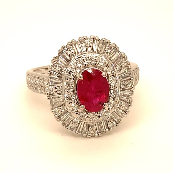 Certified Ruby 1.50ct Diamonds Solid Platinum Ring - Picture 3 of 8